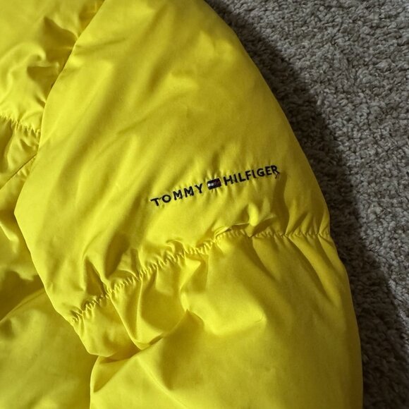 Tommy Hilfiger Yellow Puffer Jacket Womens Large Down Fill Winter Coat - Picture 2 of 10